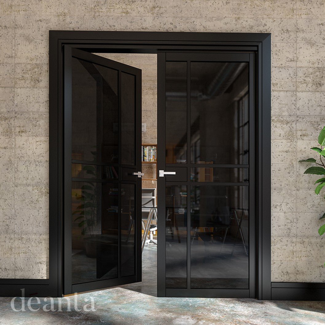 Deanta Dalston Black Prefinished Tinted Glaze FSC Internal Door - JJ Building Materials