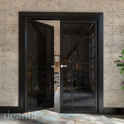 Deanta Dalston Black Prefinished Tinted Glaze FSC Internal Door - JJ Building Materials