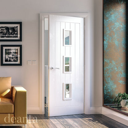 Deanta Ely White Primed Glazed (3L) FSC Internal Door - JJ Building Materials