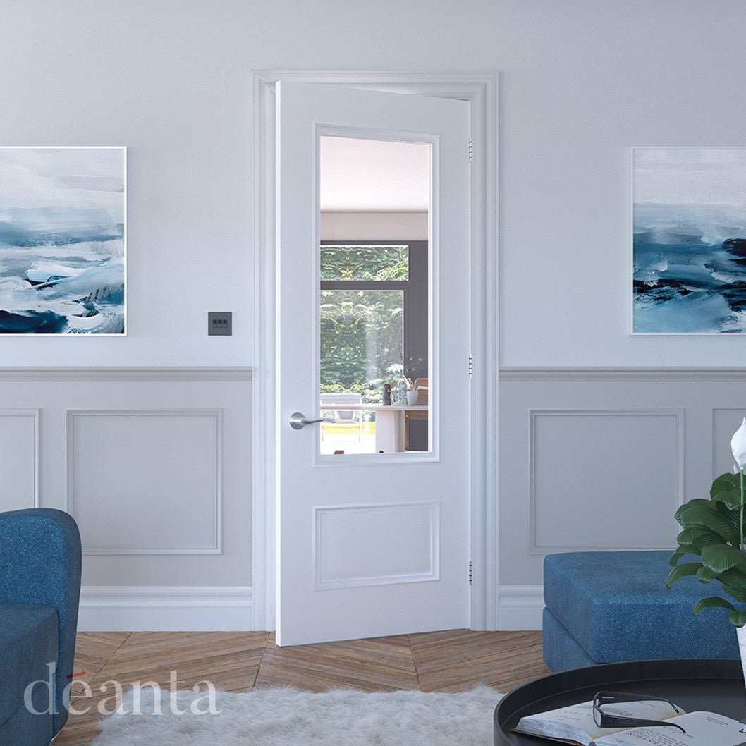 Deanta Sandringham White Primed Glazed FD30 FSC Internal Fire Door - JJ Building Materials
