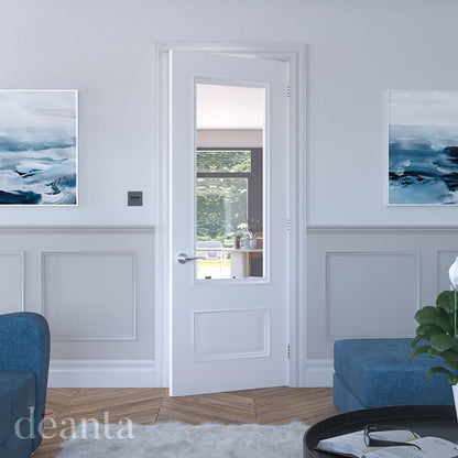 Deanta Sandringham White Primed Glazed FD30 FSC Internal Fire Door - JJ Building Materials