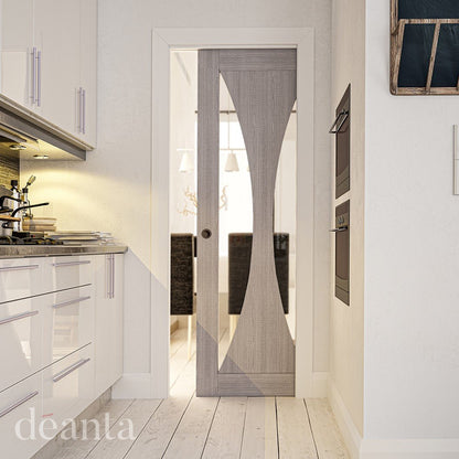 Deanta Sorrento Light Grey Ash Glazed FSC Internal Door - JJ Building Materials