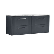 Nui Deco 1200 Wall Hung 4-drawer Vanity & Laminate Worktop Contemporary Soft Black MFC Painted Gloss 545x1215x455mm - DPF1493LCM2