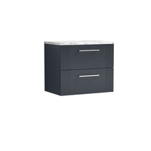Nui Deco 600 Wall Hung 2-drawer Vanity & Laminate Worktop Contemporary Soft Black MFC Painted Gloss 522x605x390mm