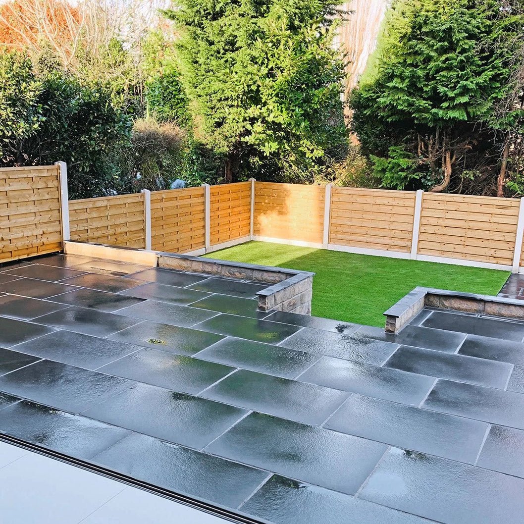Elite Black Indian Limestone Paving Slabs - 600×900 - 22mm - JJ Building Materials