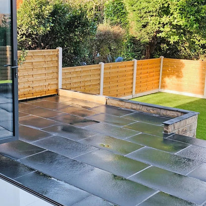 Elite Black Indian Limestone Paving Slabs - 600×900 - 22mm - JJ Building Materials