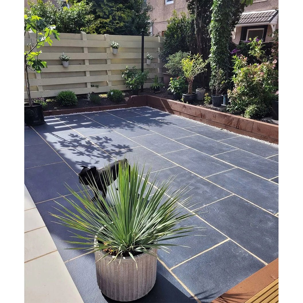 Elite Black Indian Limestone Paving Slabs - 600×900 - 22mm - JJ Building Materials