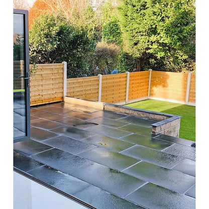 Elite Black Indian Limestone Paving Slabs - 600×900 - 22mm - JJ Building Materials