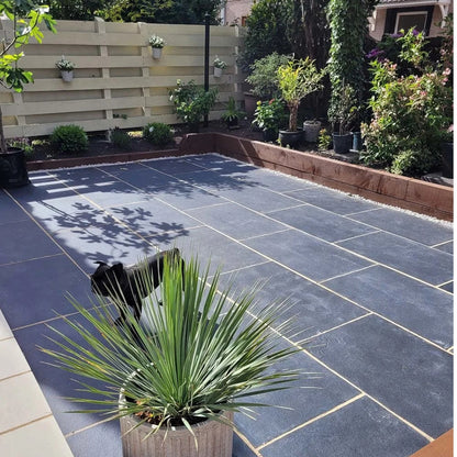 Elite Black Indian Limestone Paving Slabs - 600×900 - 22mm