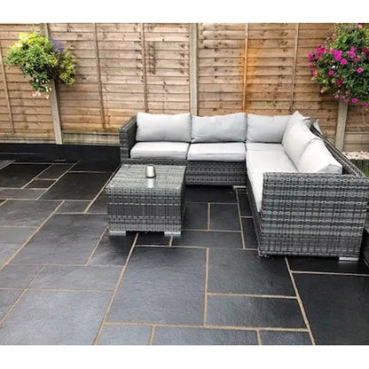 Elite Black Indian Limestone Paving Slabs - Patio Kit - 22mm - JJ Building Materials