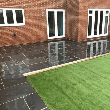Elite Black Indian Limestone Paving Slabs - Patio Kit - 22mm - JJ Building Materials