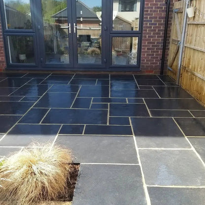Elite Black Indian Limestone Paving Slabs - Patio Kit - 22mm