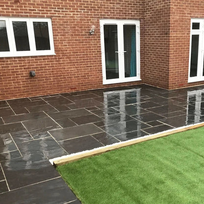Elite Black Indian Limestone Paving Slabs - Patio Kit - 22mm