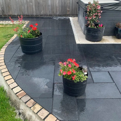 Elite Black Indian Limestone Paving Slabs - Patio Kit - 22mm - JJ Building Materials