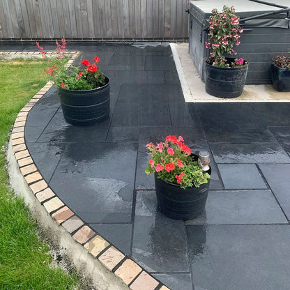 Elite Black Indian Limestone Paving Slabs - Patio Kit - 22mm - JJ Building Materials