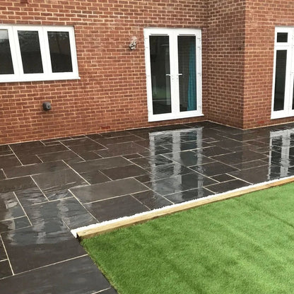 Elite Black Indian Limestone Paving Slabs - Patio Kit - 22mm - JJ Building Materials