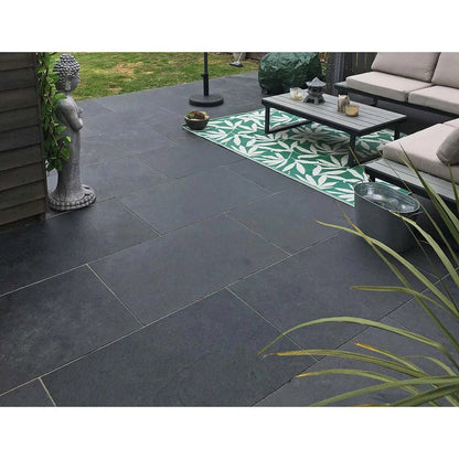 Elite Black Indian Limestone Paving Slabs - Sawn Edge - 22mm - JJ Building Materials