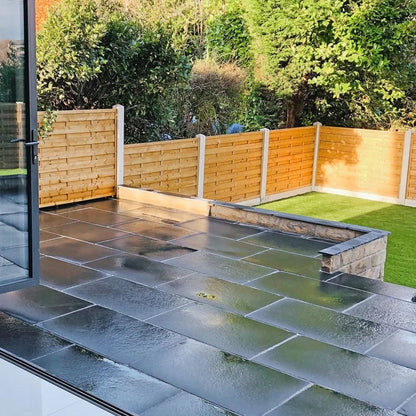 Elite Black Indian Limestone Paving Slabs - Sawn Edge - 22mm - JJ Building Materials