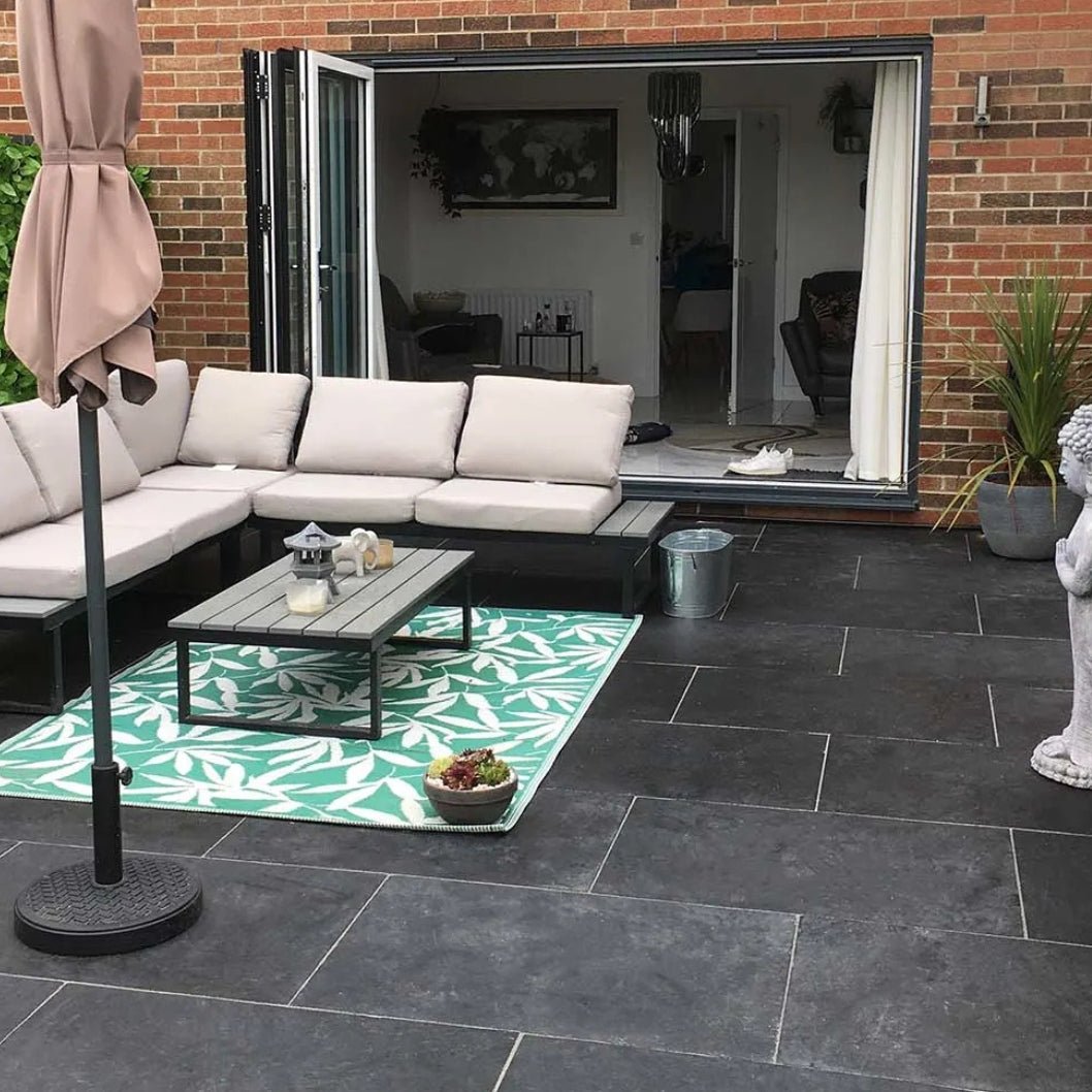Elite Black Indian Limestone Paving Slabs - Sawn Edge - 22mm - JJ Building Materials