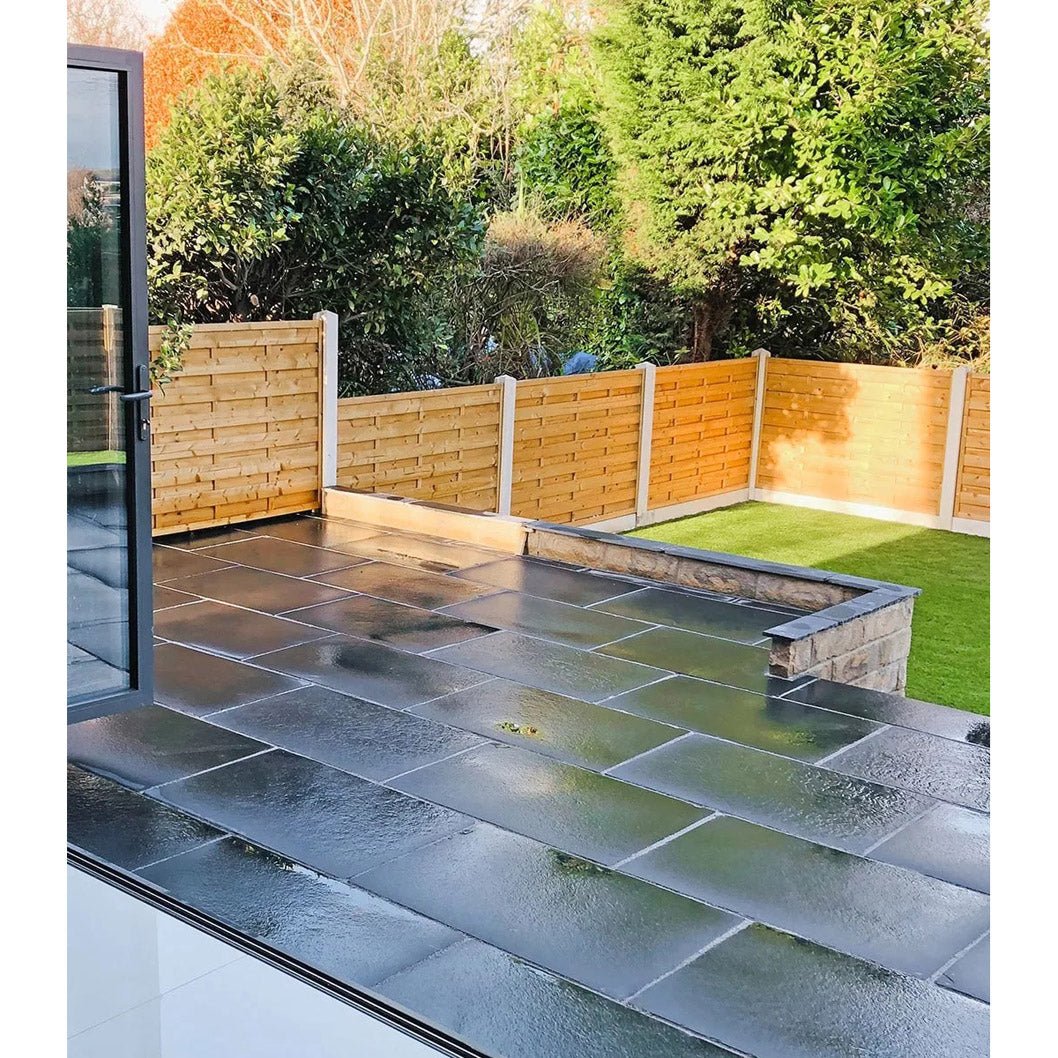 Elite Black Indian Limestone Paving Slabs - Sawn Edge - 22mm - JJ Building Materials