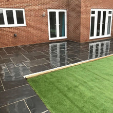 Elite Black Indian Limestone Paving Slabs - Sawn Edge - Patio Kit - 22mm - JJ Building Materials