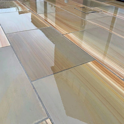 Elite Buff Indian 20mm Sandstone Paving Slabs - Sawn & Honed - JJ Building Materials
