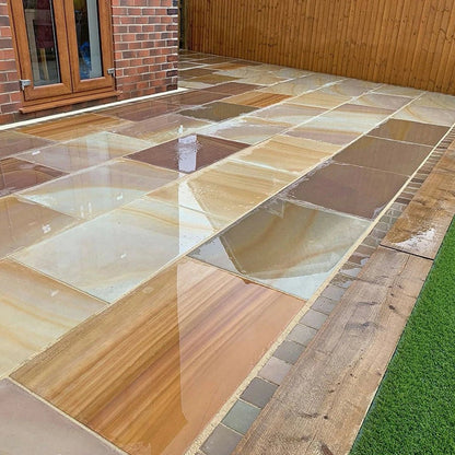 Elite Buff Indian 20mm Sandstone Paving Slabs - Sawn & Honed - JJ Building Materials