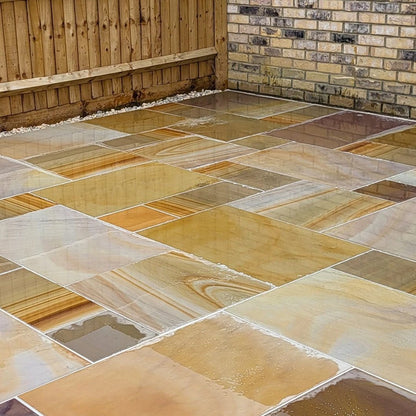 Elite Buff Indian 20mm Sandstone Paving Slabs - Sawn & Honed - Patio Kit - JJ Building Materials