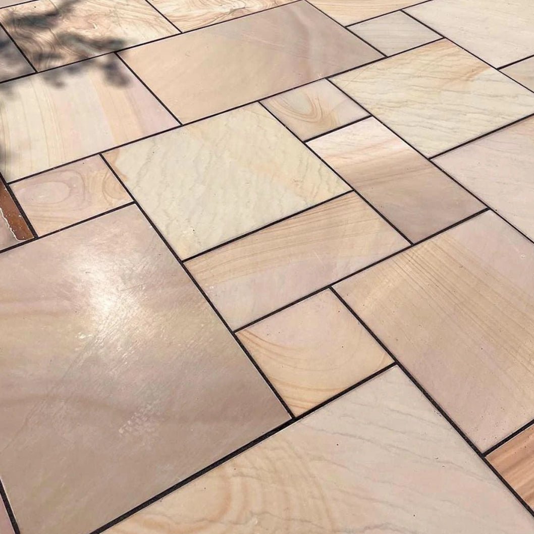 Elite Buff Indian 20mm Sandstone Paving Slabs - Sawn & Honed - Patio Kit - JJ Building Materials