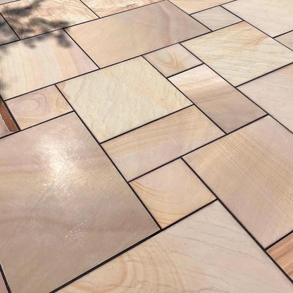 Elite Buff Indian 20mm Sandstone Paving Slabs - Sawn & Honed - Patio Kit - JJ Building Materials