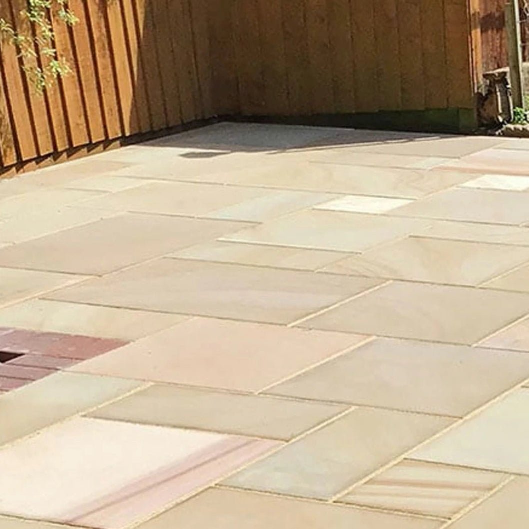 Elite Buff Indian 20mm Sandstone Paving Slabs - Sawn & Honed - Patio Kit - JJ Building Materials
