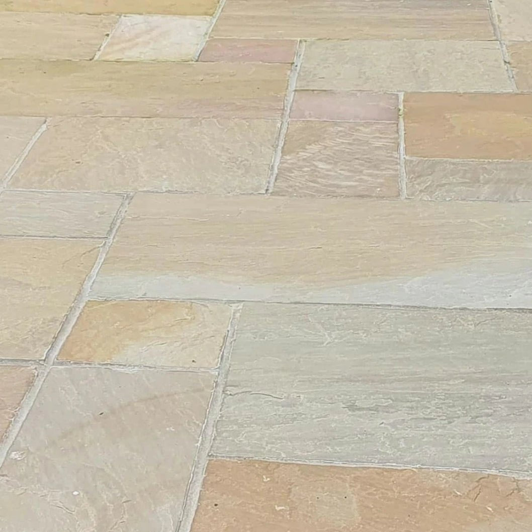 Elite Buff Indian 22mm Sandstone Paving Slabs - Riven - JJ Building Materials