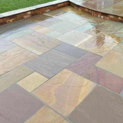 Elite Buff Indian 22mm Sandstone Paving Slabs - Riven - JJ Building Materials