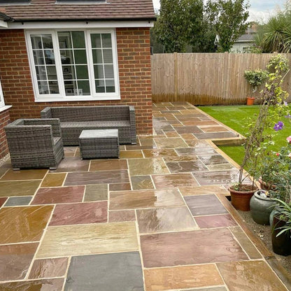 Elite Buff Indian 22mm Sandstone Paving Slabs - Riven - JJ Building Materials