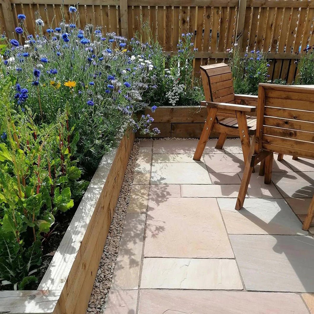 Elite Buff Indian 22mm Sandstone Paving Slabs - Riven - JJ Building Materials