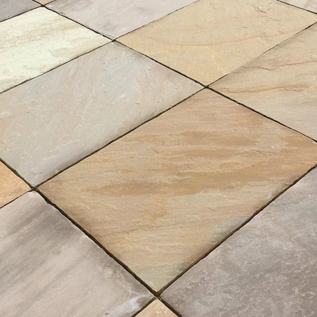 Elite Buff Indian 22mm Sandstone Paving Slabs - Riven - JJ Building Materials