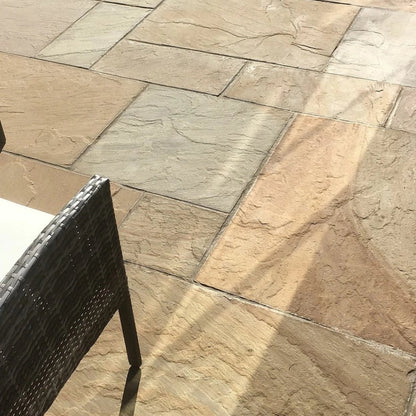 Elite Buff Indian 22mm Sandstone Paving Slabs - Riven - JJ Building Materials