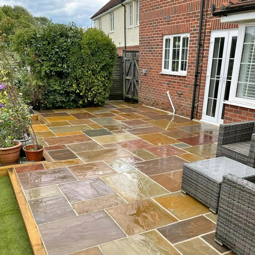 Elite Buff Indian 22mm Sandstone Paving Slabs - Riven - JJ Building Materials