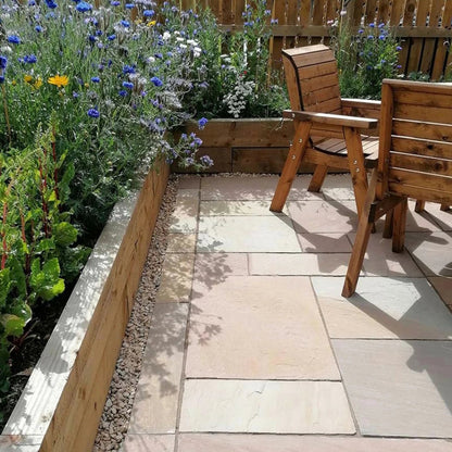 Elite Buff Indian 22mm Sandstone Paving Slabs - Riven - JJ Building Materials