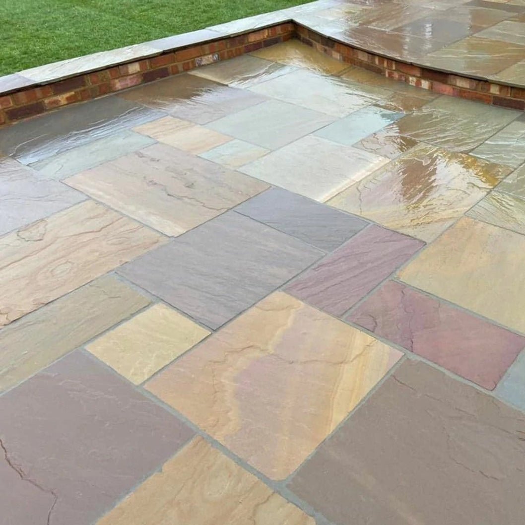 Elite Buff Indian 22mm Sandstone Paving Slabs - Riven - JJ Building Materials
