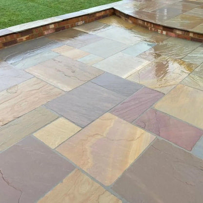 Elite Buff Indian 22mm Sandstone Paving Slabs - Riven - Patio Kit - JJ Building Materials