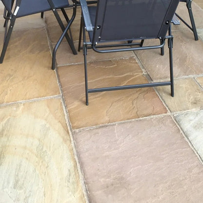 Elite Buff Indian 22mm Sandstone Paving Slabs - Riven - Patio Kit - JJ Building Materials
