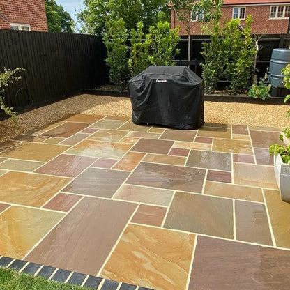Elite Buff Indian 22mm Sandstone Paving Slabs - Riven - Patio Kit - JJ Building Materials
