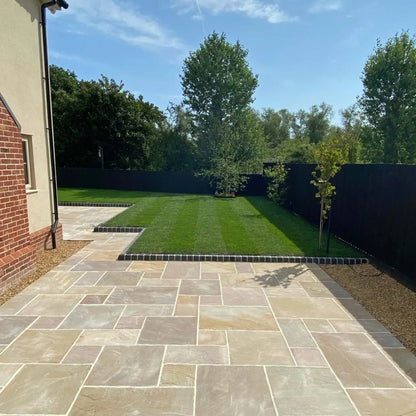Elite Buff Indian 22mm Sandstone Paving Slabs - Riven - Patio Kit - JJ Building Materials