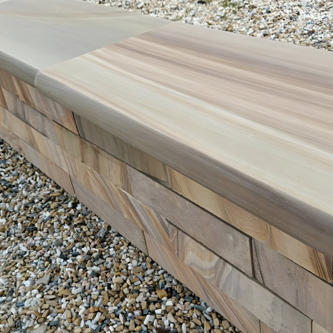 Elite Buff Indian 40mm Sandstone - Sawn & Honed - Bullnose Steps - 900x400mm - JJ Building Materials