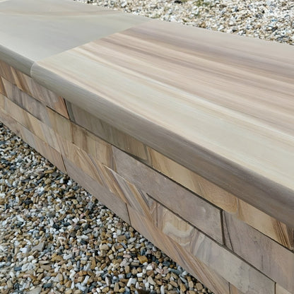 Elite Buff Indian 40mm Sandstone - Sawn & Honed - Bullnose Steps - 900x400mm - JJ Building Materials