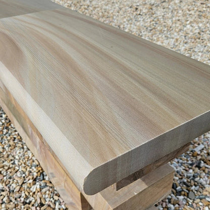 Elite Buff Indian Sandstone - Bullnose Coping Stones - Sawn & Honed - 600x300 - 40mm - JJ Building Materials
