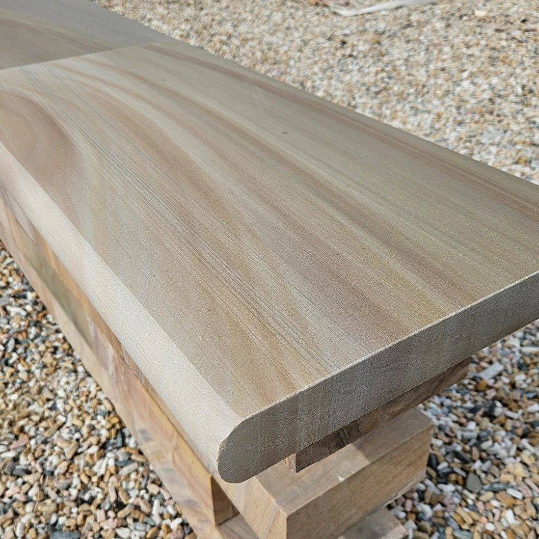Elite Buff Indian Sandstone - Bullnose Coping Stones - Sawn & Honed - 600x300 - 40mm - JJ Building Materials