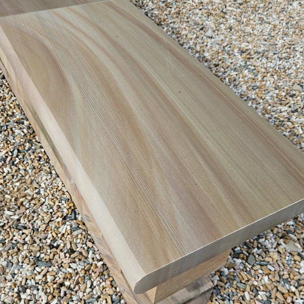 Elite Buff Indian Sandstone - Bullnose Coping Stones - Sawn & Honed - 600x300 - 40mm - JJ Building Materials
