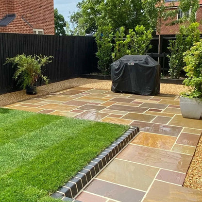 Elite Buff Indian 22mm Sandstone Paving Slabs - Riven - Patio Kit